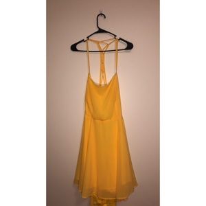Yellow dress with lace up back
